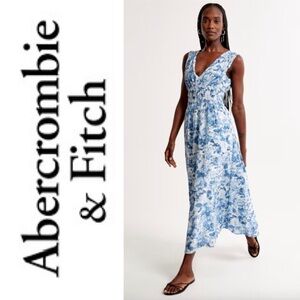 Abercrombie - Crinkle Texture Blue Floral Smocked Dresss